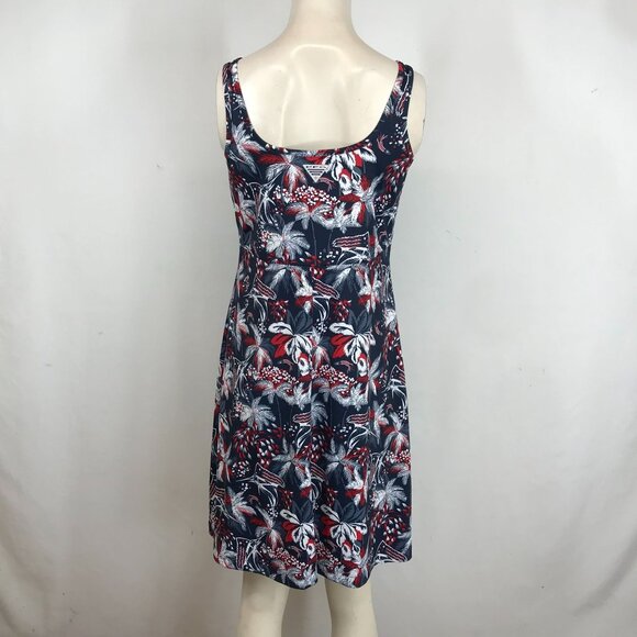 COLUMBIA PFG - WOMEN'S MEDIUM - RED & BLUE SLEEVELESS FLORAL SUMMER DRESS - Picture 5 of 9